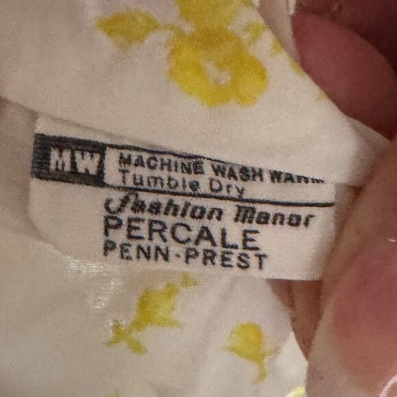 Vintage Fashion Manor Yellow Floral Stripe Percale Flat & Fitted Full Sheets - Picture 6 of 12